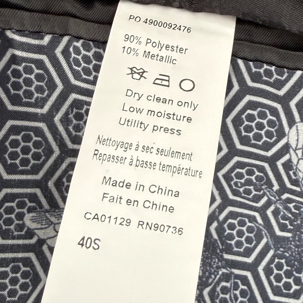 TALLIA Dragonfly Print Blazer Dinner Jacket Mens 40S Black Silver Festive - Picture 6 of 13